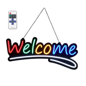 GloboStar® 85861 Φωτιστικό Ταμπέλα Φωτεινή Επιγραφή NEON LED Σήμανσης Animated WELCOME 30W AC 230V με Διακόπτη On/Off και Ασύρματο Χειριστήριο IR Κόκκινο – Πράσινο – Κίτρινο – Μπλε – Λευκό