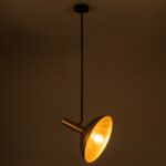 GloboStar® KATIE 00538 Μοντέρνο Φωτιστικό Οροφής Μονόφωτο Μαύρο – Χρυσό Μεταλλικό Καμπάνα Φ30 x Υ120cm