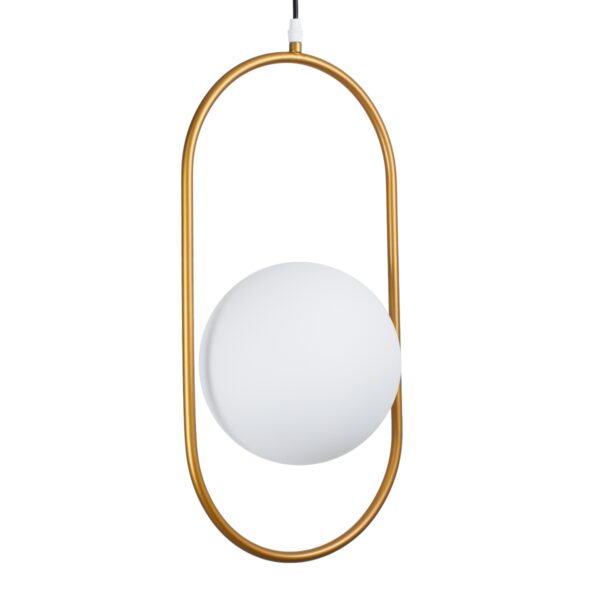 GloboStar® HAMBURG 00592 Μοντέρνο Κρεμαστό Φωτιστικό Οροφής Μονόφωτο 1 x G9 Χρυσό Μεταλλικό Γυάλινο Μπάλα Μ25 x Π20 x Υ50cm