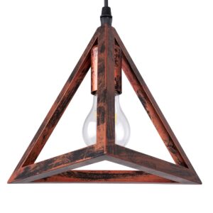 GloboStar® TRIANGLE 00609 Μοντέρνο Κρεμαστό Φωτιστικό Οροφής Πολύφωτο 5 x E27 Χάλκινο Μεταλλικό Πλέγμα Μ170 x Π22 x Y130cm