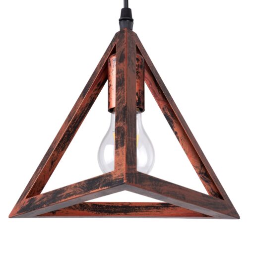 GloboStar® TRIANGLE 00609 Μοντέρνο Κρεμαστό Φωτιστικό Οροφής Πολύφωτο 5 x E27 Χάλκινο Μεταλλικό Πλέγμα Μ170 x Π22 x Y130cm