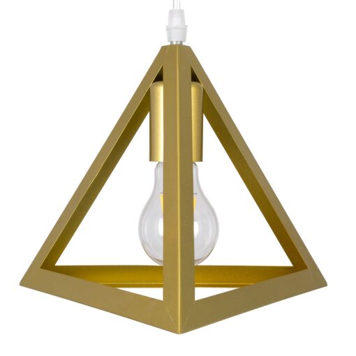 GloboStar® TRIANGLE 00610 Μοντέρνο Κρεμαστό Φωτιστικό Οροφής Πολύφωτο 5 x E27 Χρυσό Μεταλλικό Πλέγμα Μ170 x Π22 x Y130cm