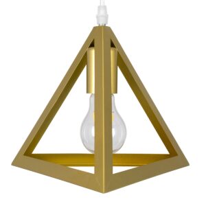 GloboStar® TRIANGLE 00625 Μοντέρνο Κρεμαστό Φωτιστικό Οροφής Τρίφωτο 3 x E27 Χρυσό Μεταλλικό Πλέγμα Μ70 x Π22 x Y130cm