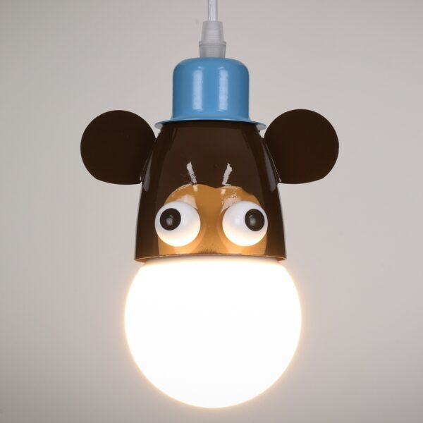 GloboStar® MONKEY 00640 Μοντέρνο Κρεμαστό Παιδικό Φωτιστικό Οροφής Μονόφωτο 1 x E27 Γαλάζιο Καφέ Μεταλλικό Μ14.5 x Π10.5 x Υ13.5cm