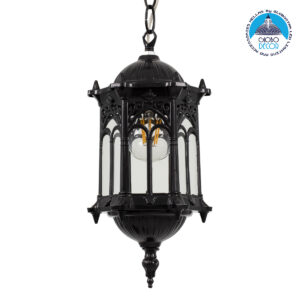 GloboStar® DARCY 00655 Vintage Κρεμαστό Φωτιστικό Οροφής Μονόφωτο 1 x E27 Μαύρο Μεταλλικό Πλέγμα Φ15.5 x Y32.5cm