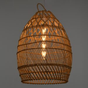 GloboStar® TAHITI 00710 Vintage Κρεμαστό Φωτιστικό Οροφής Μονόφωτο 1 x E27 Μπεζ Ξύλινο Bamboo Φ38 x Y50cm