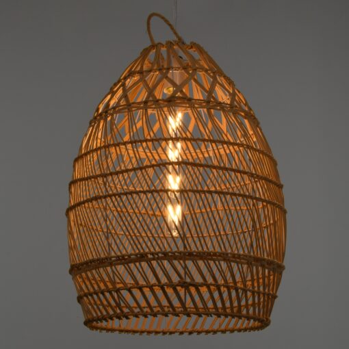 GloboStar® TAHITI 00710 Vintage Κρεμαστό Φωτιστικό Οροφής Μονόφωτο 1 x E27 Μπεζ Ξύλινο Bamboo Φ38 x Y50cm