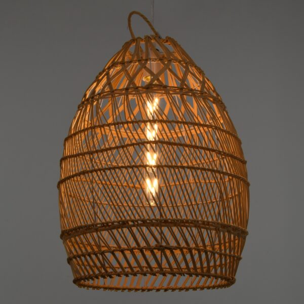 GloboStar® TAHITI 00710 Vintage Κρεμαστό Φωτιστικό Οροφής Μονόφωτο 1 x E27 Μπεζ Ξύλινο Bamboo Φ38 x Y50cm