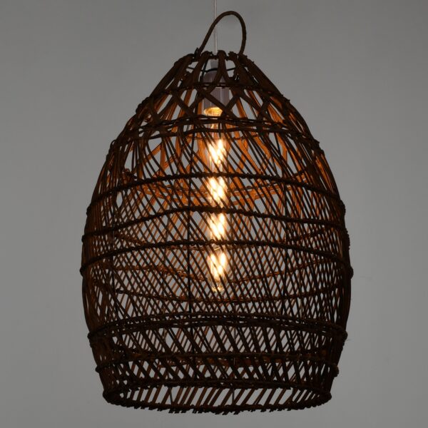 GloboStar® TAHITI 00711 Vintage Κρεμαστό Φωτιστικό Οροφής Μονόφωτο 1 x E27 Καφέ Ξύλινο Bamboo Φ38 x Y50cm