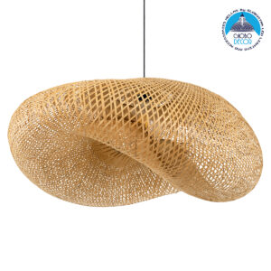 GloboStar® MEXICO 00721 Vintage Κρεμαστό Φωτιστικό Οροφής Μονόφωτο 1 x E27 Μπεζ Ξύλινο Μπαμπού Μ100 x Π80 x Y35cm