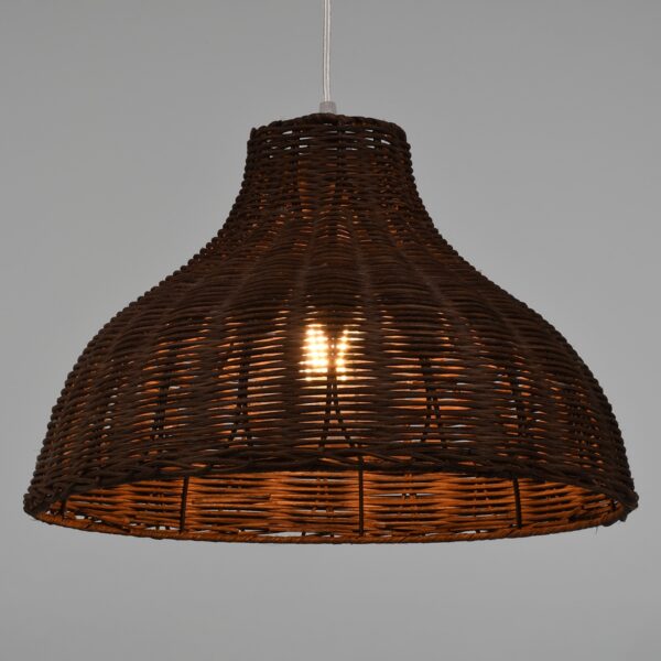 GloboStar® MAYOTTE 00725 Vintage Κρεμαστό Φωτιστικό Οροφής Μονόφωτο 1 x E27 Καφέ Ξύλινο Bamboo Φ40 x Y28cm