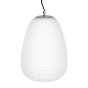 GloboStar® FREYA 00745 Μοντέρνο Κρεμαστό Φωτιστικό Οροφής Μονόφωτο 1 x E27 Λευκό Γυάλινο Φ24 x Υ35cm