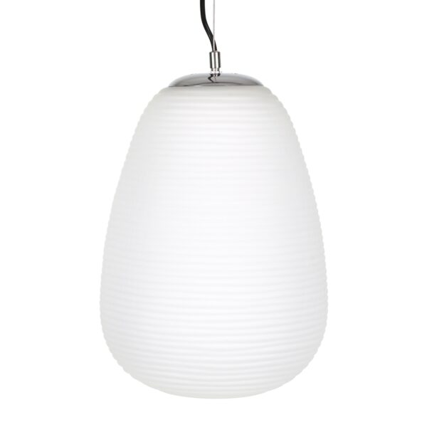 GloboStar® FREYA 00745 Μοντέρνο Κρεμαστό Φωτιστικό Οροφής Μονόφωτο 1 x E27 Λευκό Γυάλινο Φ24 x Υ35cm