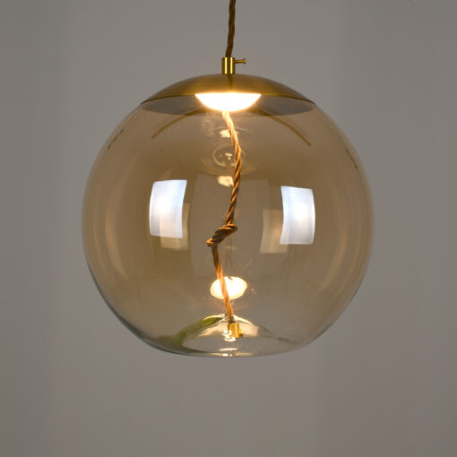 GloboStar® ΑΧΤΟΝ 00748 Μοντέρνο Κρεμαστό Φωτιστικό Οροφής Μονόφωτο Διάφανο Μελί Γυάλινο LED AC 100-240V Θερμό Λευκό 2700K Φ30 x Y30cm