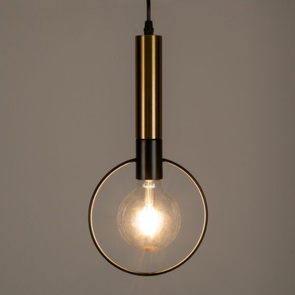 GloboStar® OLVERO 00772 Μοντέρνο Κρεμαστό Φωτιστικό Οροφής Μονόφωτο 1 x E27 Μαύρο – Χρυσό Μεταλλικό Πλέγμα Μ18 x Π4 x Y38cm