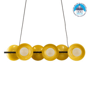 GloboStar® JOLIET 00783 Μοντέρνο Κρεμαστό Φωτιστικό Οροφής Πολύφωτο 6 x G9 AC 230V Μαύρο – Χρυσό Μεταλλικό Πλέγμα Μ95 x Π28 x Υ20cm