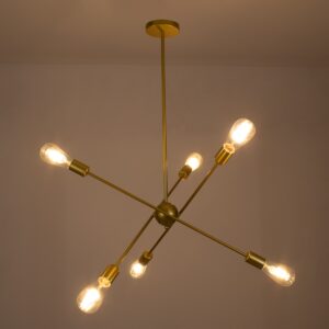 GloboStar® ZANE 00786 Μοντέρνο Φωτιστικό Οροφής Πολύφωτο Χρυσό Μεταλλικό Ράγα Φ70 x Y100cm