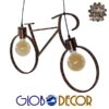 GloboStar® BIKE 00868 Vintage Κρεμαστό Φωτιστικό Οροφής Δίφωτο 2 x E27 Καφέ Σκουριά Μεταλλικό Μ67 x Π1.5 x Υ41cm