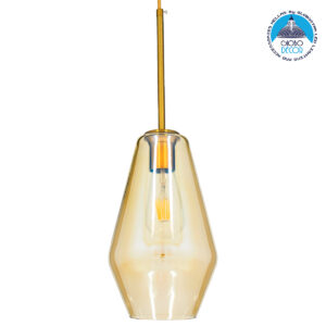 GloboStar® AMARIS 00871 Μοντέρνο Κρεμαστό Φωτιστικό Οροφής Μονόφωτο 1 x E27 Γυάλινο Φιμέ Μελί Φ17 x Υ30cm