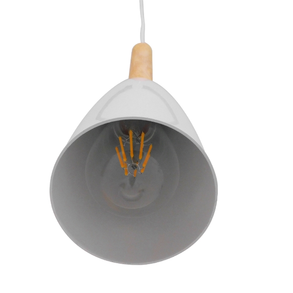 GloboStar® DILLON 00876 Μοντέρνο Κρεμαστό Φωτιστικό Οροφής Μονόφωτο 1 x E27 Λευκό Μεταλλικό Καμπάνα Φ11 x Υ36cm