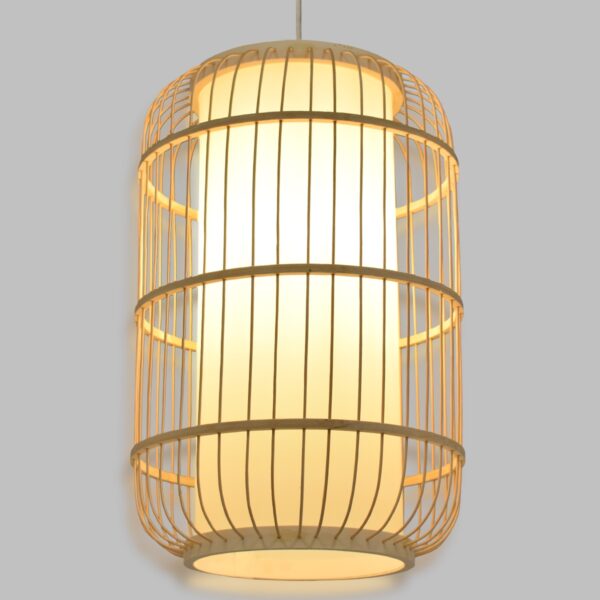 GloboStar® DE PARIS 00893 Vintage Κρεμαστό Φωτιστικό Οροφής Μονόφωτο 1 x E27 Μπεζ Ξύλινο Bamboo Φ25 x Υ42cm