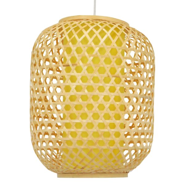 GloboStar® MAURITIUS 00899 Vintage Κρεμαστό Φωτιστικό Οροφής Μονόφωτο 1 x E27 Καφέ Ξύλινο Bamboo Φ30 x Υ40cm