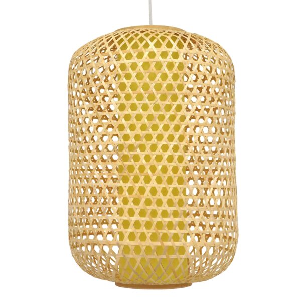 GloboStar® MAURITIUS 00901 Vintage Κρεμαστό Φωτιστικό Οροφής Μονόφωτο 1 x E27 Καφέ Ξύλινο Bamboo Φ40 x Y63cm