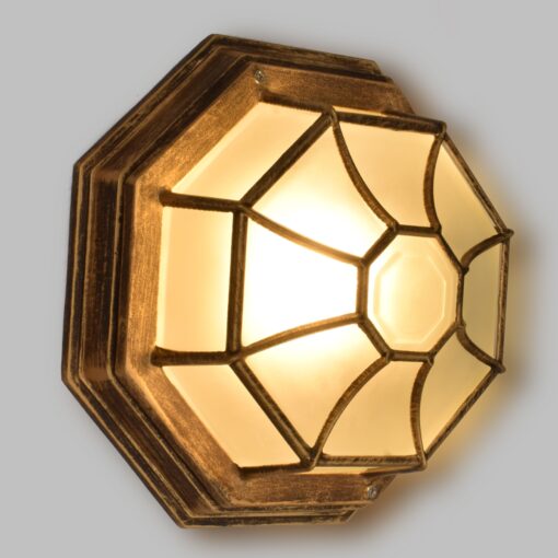 GloboStar® RUBY 00913 Vintage Μεταλλικό Φωτιστικό Πλαφονιέρα Οροφής – Απλίκα Τοίχου από Αλουμίνιο με Ντουί E27 Μονόφωτο Χάλκινο Σκουριά με Γαλακτερό Γυαλί Μ27 x Π27 x Υ12cm