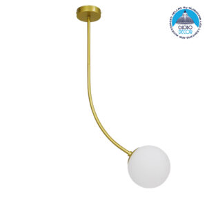 GloboStar® DRIZZLE 00922 Μοντέρνο Φωτιστικό Οροφής Μονόφωτο Χρυσό 70cm με Λευκό Ματ Γυαλί Φ15 x Y70cm