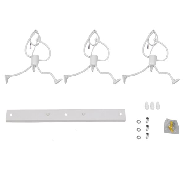 GloboStar® FIGURE 10000981 Μοντέρνο Κρεμαστό Παιδικό Φωτιστικό Οροφής Τρίφωτο 3 x E27 Λευκό Μεταλλικό Φιγούρα Μ70 x Π10 x Υ105cm