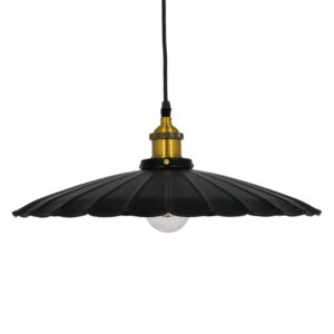 GloboStar® MARGI 00982 Vintage Industrial Κρεμαστό Φωτιστικό Οροφής Μονόφωτο Μαύρο Μεταλλικό Καμπάνα Φ40 x Y15cm