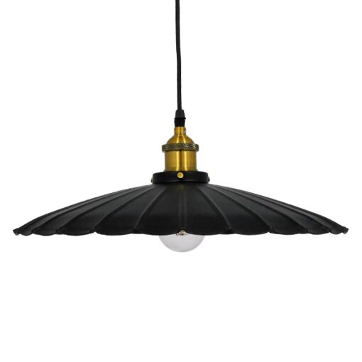 GloboStar® MARGI 00982 Vintage Industrial Κρεμαστό Φωτιστικό Οροφής Μονόφωτο Μαύρο Μεταλλικό Καμπάνα Φ40 x Y15cm