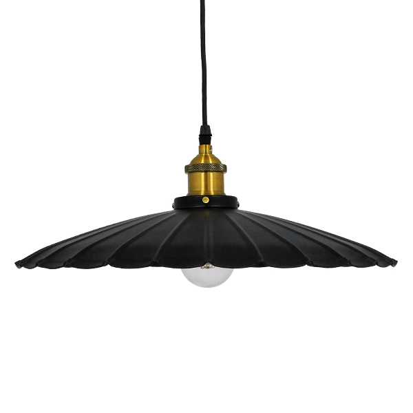 GloboStar® MARGI 00982 Vintage Industrial Κρεμαστό Φωτιστικό Οροφής Μονόφωτο Μαύρο Μεταλλικό Καμπάνα Φ40 x Y15cm