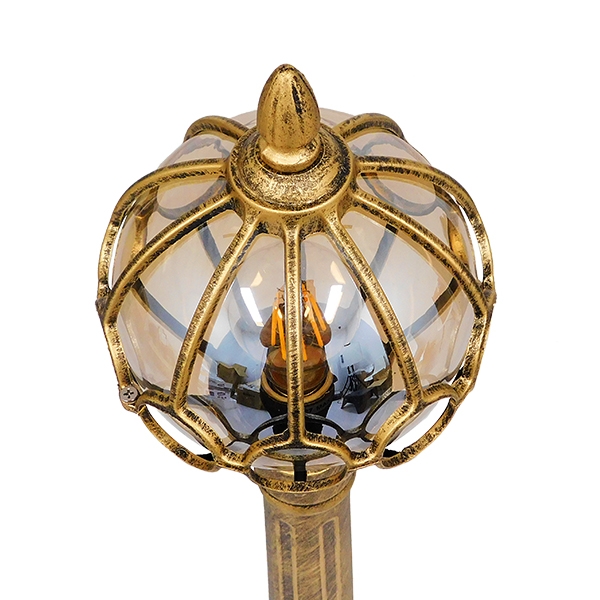 Vintage Industrial Φωτιστικό Δαπέδου Μονόφωτο Μπρονζέ Χρυσό Μεταλλικό Πλέγμα με Μελί Γυαλί Φ18 GloboStar ETOILE 00985