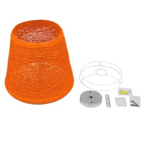 GloboStar® PLAYROOM 00997 Vintage Κρεμαστό Φωτιστικό Οροφής Μονόφωτο 1 x E27 Πορτοκαλί Ξύλινο Ψάθινο Rattan Φ32 x Υ27cm