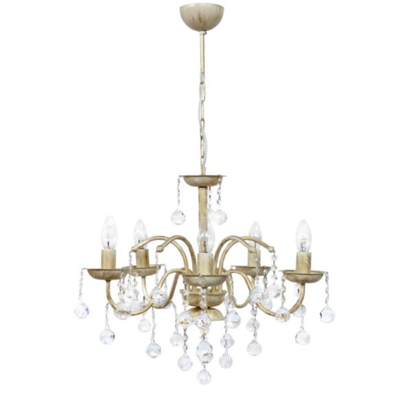 BISTRO/5L WHITE-BRONZE ΠΟΛΥΦΩΤΟ Ε/14 ΚΕΡΙ ΜΕ ΚΡΥΣΤΑΛΛΑ Heronia – 01-0318