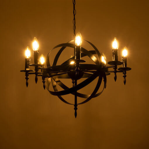 GloboStar® ESTELLE 01003 Vintage Industrial Κρεμαστό Φωτιστικό Οροφής Πολύφωτο 8 x E14 AC220-240V IP20 – Φ65 x Y50cm – Μαύρο Μεταλλικό Πολυέλαιος Πλέγμα – 5 Χρόνια Εγγύηση