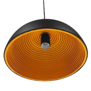 GloboStar® CHIME 01004 Μοντέρνο Κρεμαστό Φωτιστικό Οροφής Μονόφωτο Μαύρο Μεταλλικό Καμπάνα Φ30 x Y15cm