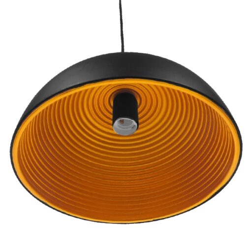 GloboStar® CHIME 01004 Μοντέρνο Κρεμαστό Φωτιστικό Οροφής Μονόφωτο Μαύρο Μεταλλικό Καμπάνα Φ30 x Y15cm