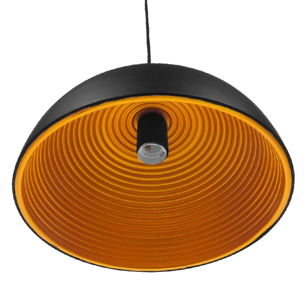 GloboStar® CHIME 01004 Μοντέρνο Κρεμαστό Φωτιστικό Οροφής Μονόφωτο Μαύρο Μεταλλικό Καμπάνα Φ30 x Y15cm