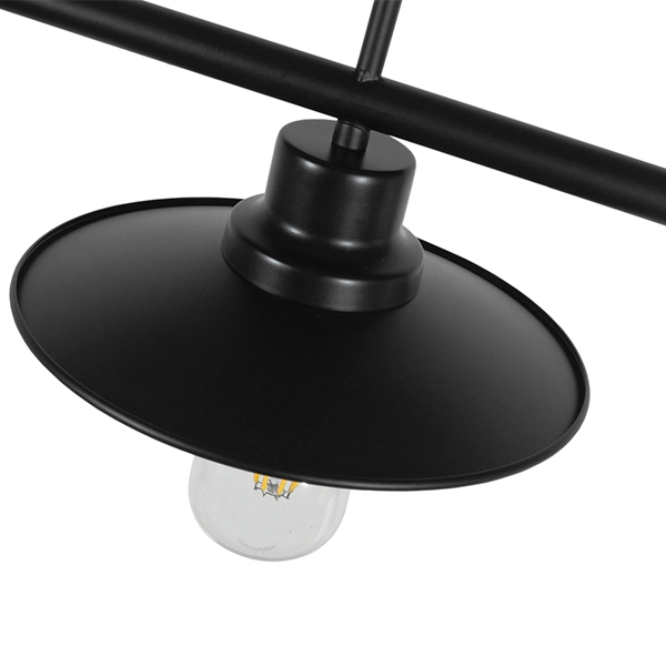 GloboStar® REGAL 01007 Vintage Industrial Φωτιστικό Οροφής Δίφωτο Μαύρο Μεταλλικό Ράγα Μ67 x Π26 x Υ85cm