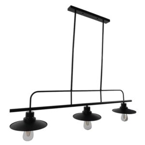 GloboStar® REGAL 01009 Vintage Industrial Φωτιστικό Οροφής Τρίφωτο Μαύρο Ράγα Μ113 x Π26 x Υ85cm