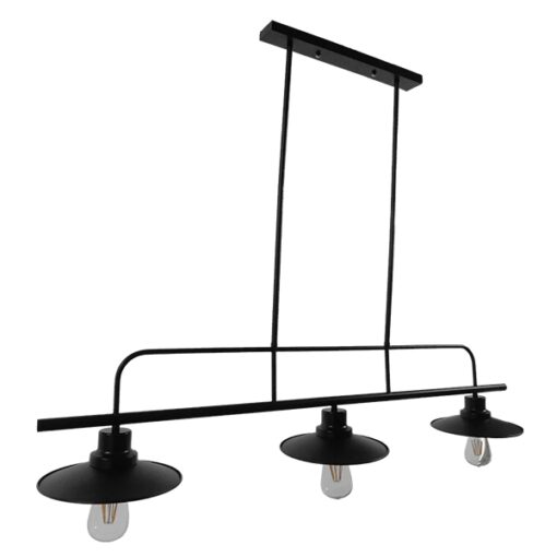 GloboStar® REGAL 01009 Vintage Industrial Φωτιστικό Οροφής Τρίφωτο Μαύρο Ράγα Μ113 x Π26 x Υ85cm