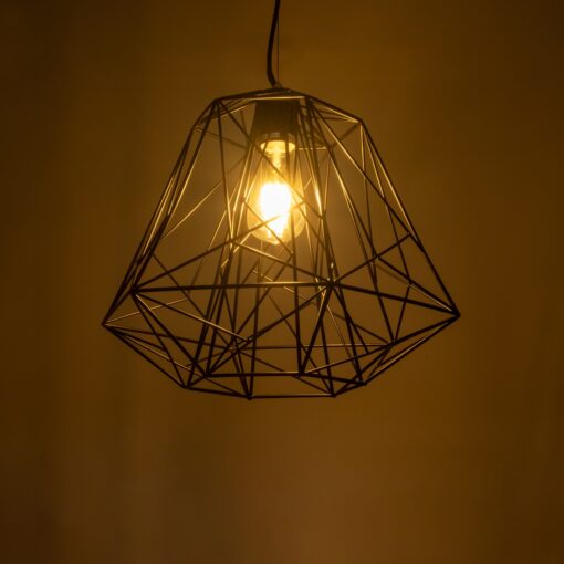 GloboStar® GRID 01022 Vintage Industrial Kρεμαστό Φωτιστικό Οροφής Μονόφωτο Μαύρο Μεταλλικό Πλέγμα Φ32 x Y34cm