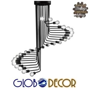 GloboStar® STAIRS 01024 Μοντέρνο Φωτιστικό Οροφής Πολύφωτο Μαύρο Μεταλλικό Φ80 x Y95cm