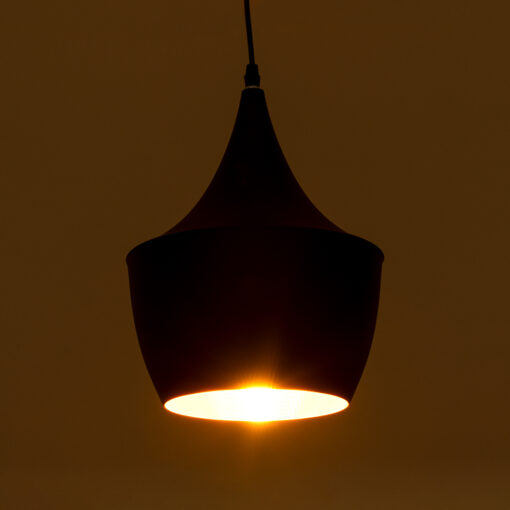 GloboStar® SHANGHAI BLACK 01025-A Μοντέρνο Κρεμαστό Φωτιστικό Οροφής Μονόφωτο 1 x E27 Μαύρο Μεταλλικό Καμπάνα Φ24 x Υ30cm