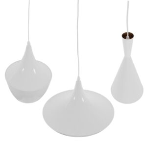 GloboStar® SHANGHAI WHITE 01026 SET 3 Μοντέρνα Κρεμαστά Φωτιστικά Οροφής Τρίφωτο 3 x E27 Λευκά Μεταλλικά Καμπάνα