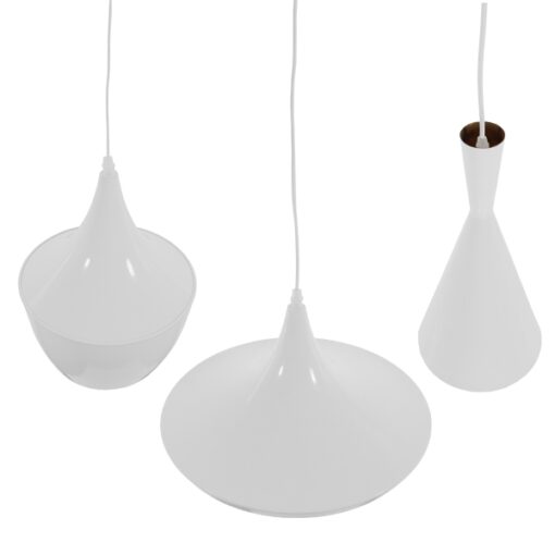 GloboStar® SHANGHAI WHITE 01026 SET 3 Μοντέρνα Κρεμαστά Φωτιστικά Οροφής Τρίφωτο 3 x E27 Λευκά Μεταλλικά Καμπάνα