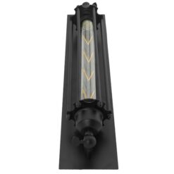 GloboStar® TUBULAR 01033 Vintage Industrial Φωτιστικό Τοίχου Απλίκα Δίφωτο Μαύρο Μεταλλικό Πλέγμα Μ14 x Π13 x Υ47cm