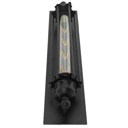 GloboStar® TUBULAR 01033 Vintage Industrial Φωτιστικό Τοίχου Απλίκα Δίφωτο Μαύρο Μεταλλικό Πλέγμα Μ14 x Π13 x Υ47cm